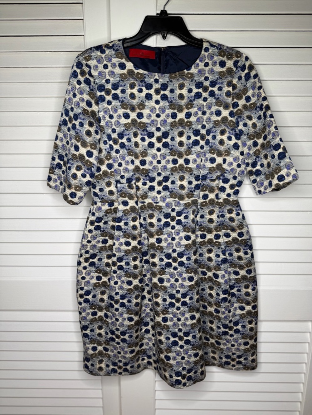 Carolina Herrera Black and Beige Geometric Midi Dress - Picture 4 of 12